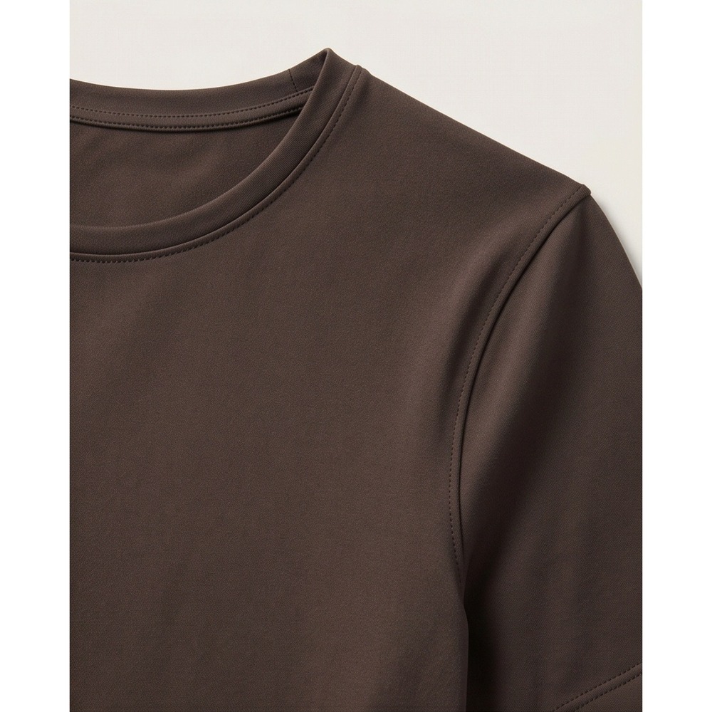 Athleta M Bodymove Brown Short Sleeve Crew Neck Thong Bodysuit NEW - Picture 11 of 12